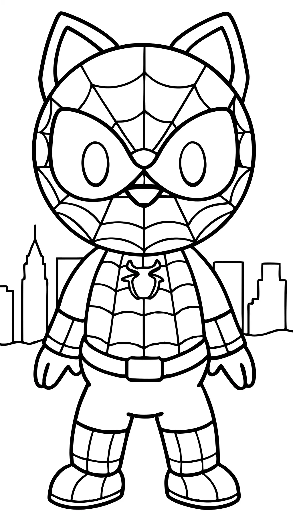 Página para colorear de Hello Kitty y Spiderman